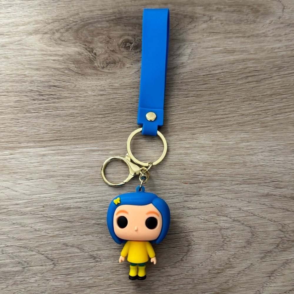 Coraline Character Keychain Figure Charm Blue Yellow
